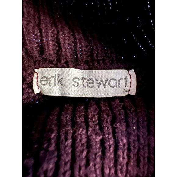 Vintage 90s Erik Stewart purple cotton turtleneck oversized preppy sweater XL - Picture 4 of 8